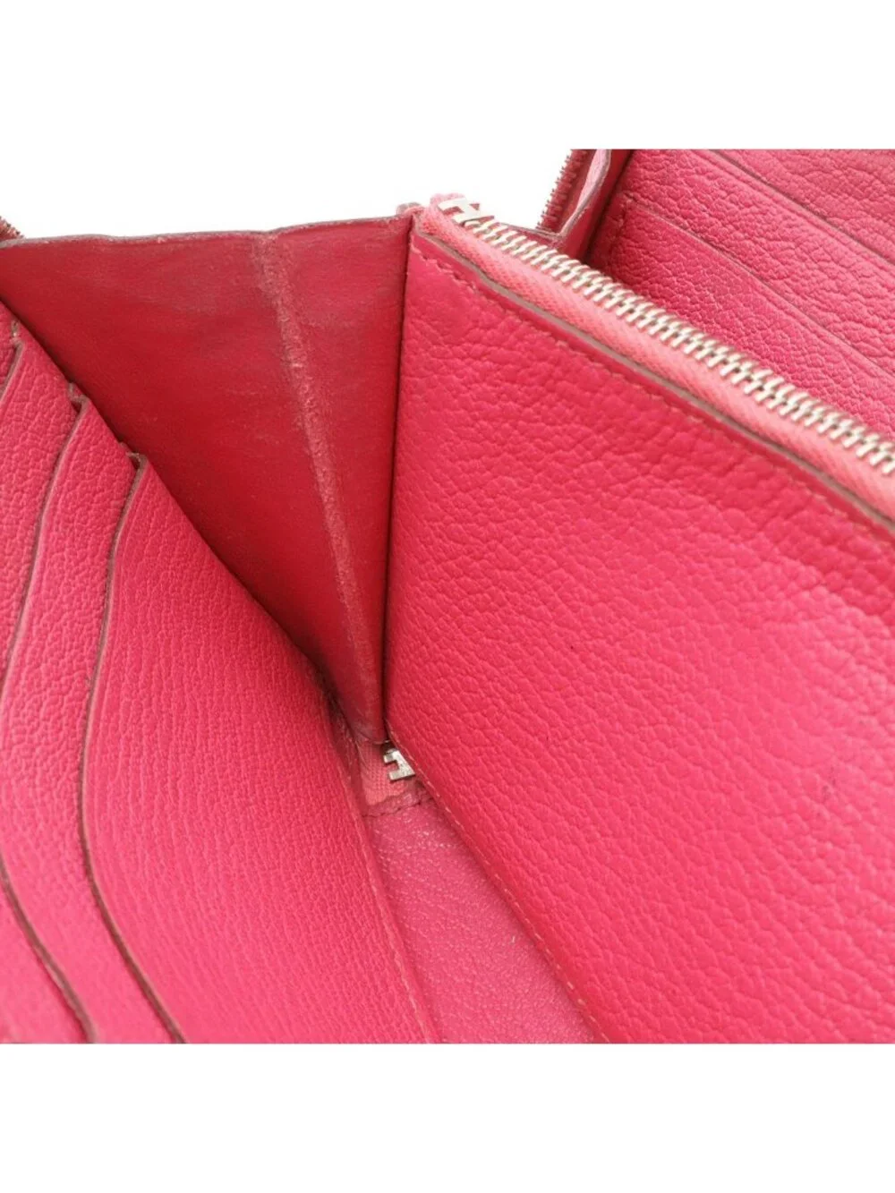 Hermes Azap Long All Leather Zip Around Wallet Chevre Fuchsia Pink Silver